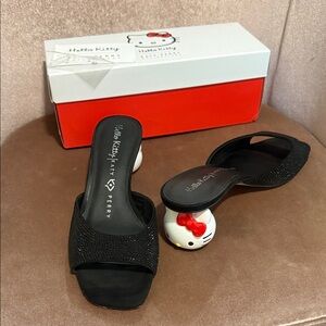 Hello Kitty Black Mules with Character Heel